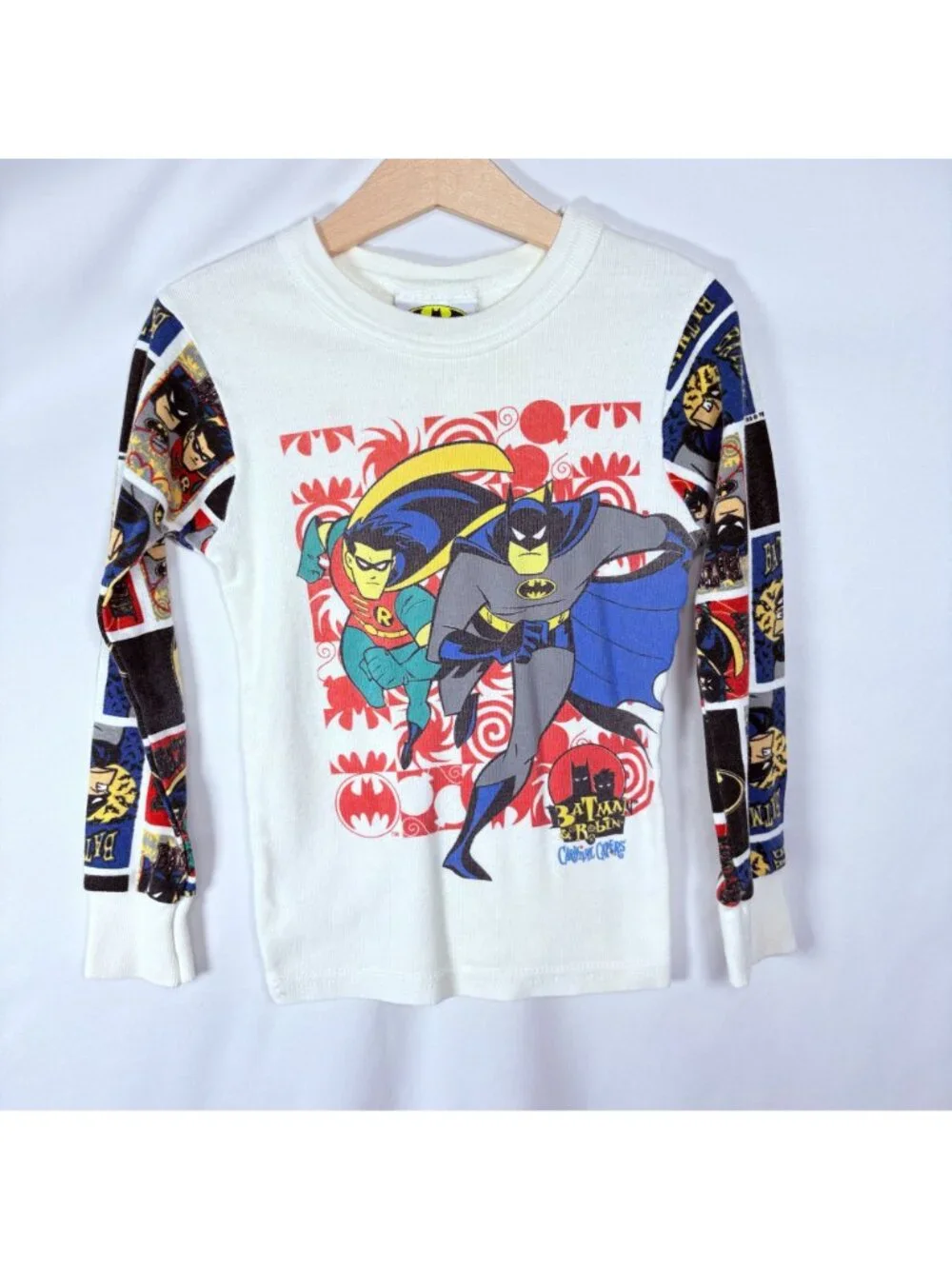 Vintage 1990s 90s Batman Robin AOP Long Sleeve Pajamas PJ Pajama Set 5 - 6